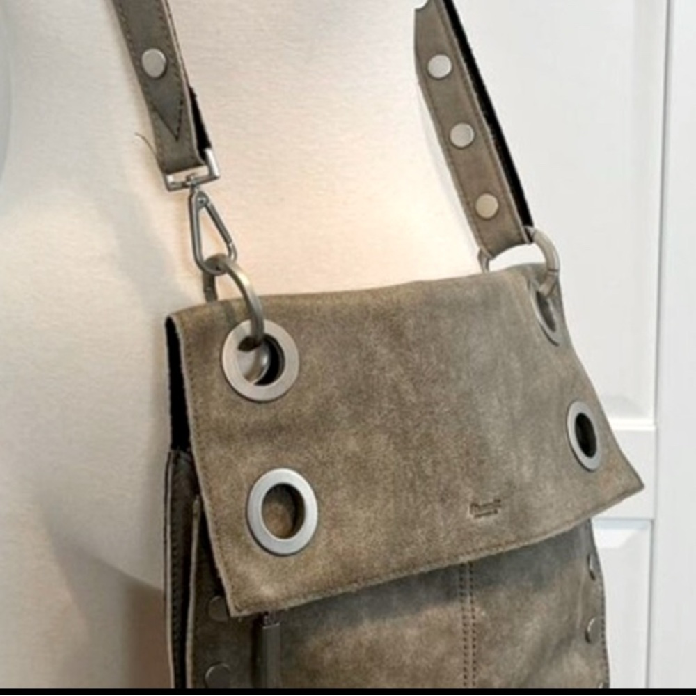 Hammitt Montana Reversible Pewter/Black Silver Accents Crossbody Bag